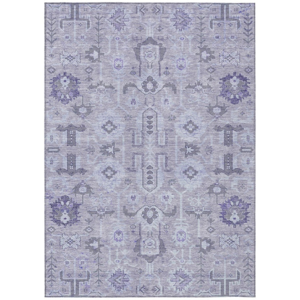HomeRoots 5' Elegant Lavender Purple and Gray Oriental Area Rug for Indoor/Outdoor Spaces, Machine Washable 5' X 8' 582093