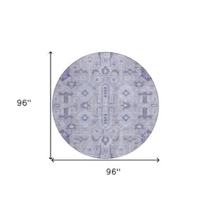 Homeroots 3' Stylish Artichoke Green Oriental Washable Area Rug For Indoor & Outdoor Use, Durable Design 8' Round Polyester 582094