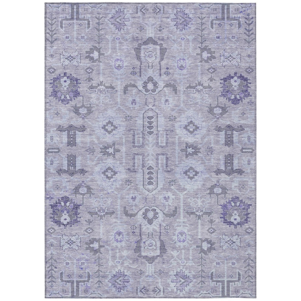 HomeRoots 9' Timeless Lavender Purple and Gray Oriental Area Rug for Indoor and Outdoor Spaces, Washable Design 9' X 12' 582096