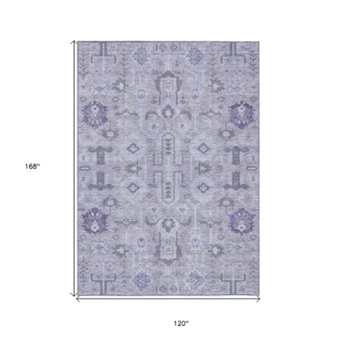 Homeroots 3' Stylish Artichoke Green Oriental Washable Area Rug For Indoor & Outdoor Use, Durable Design 10' X 14' Polyester 582097