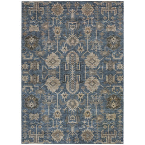 Homeroots 3' Stylish Artichoke Green Oriental Washable Area Rug For Indoor & Outdoor Use, Durable Design 5' X 8' Polyester 582099