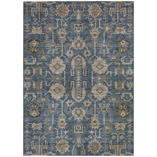 Homeroots 3' Stylish Artichoke Green Oriental Washable Area Rug For Indoor & Outdoor Use, Durable Design 5' X 8' Polyester 582099