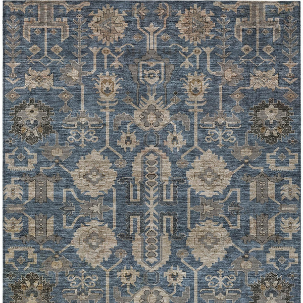 Homeroots 3' Stylish Artichoke Green Oriental Washable Area Rug For Indoor & Outdoor Use, Durable Design 5' X 8' Polyester 582099