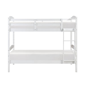 English Elm Twin Twin-over-Twin Bunk Bed with Guard Rails and Ladder, Wood-Engineered Frame, Space-Saving Dorm Style White 84 L x 20 W x 9.5 H B011P362601