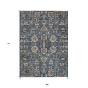 Homeroots 3' Stylish Artichoke Green Oriental Washable Area Rug For Indoor & Outdoor Use, Durable Design 9' X 12' Polyester 582102