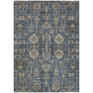 HomeRoots 9' Elegant Navy Blue, Beige & Taupe Oriental Washable Area Rug for Indoor & Outdoor Spaces 9' X 12' 582102