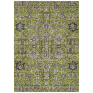HomeRoots 5' Elegant Olive Green Gray Charcoal Oriental Washable Area Rug for Indoor Outdoor Spaces 5' X 8' 582105