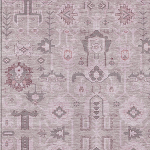 Homeroots 3' Stylish Artichoke Green Oriental Washable Area Rug For Indoor & Outdoor Use, Durable Design 5' X 8' Polyester 582111