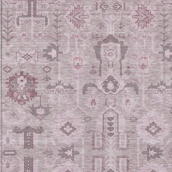 Homeroots 3' Stylish Artichoke Green Oriental Washable Area Rug For Indoor & Outdoor Use, Durable Design 5' X 8' Polyester 582111