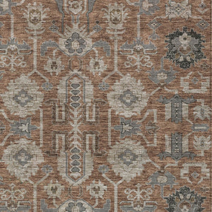 Homeroots 3' Stylish Artichoke Green Oriental Washable Area Rug For Indoor & Outdoor Use, Durable Design 5' X 8' Polyester 582117