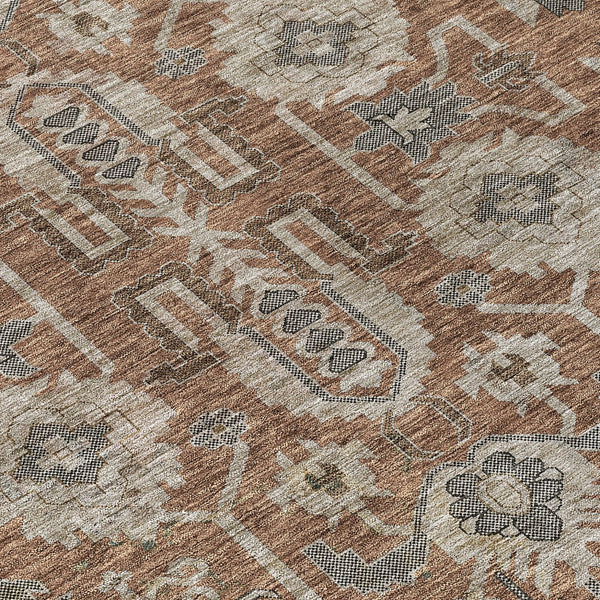 Homeroots 3' Stylish Artichoke Green Oriental Washable Area Rug For Indoor & Outdoor Use, Durable Design 8' Round Polyester 582118