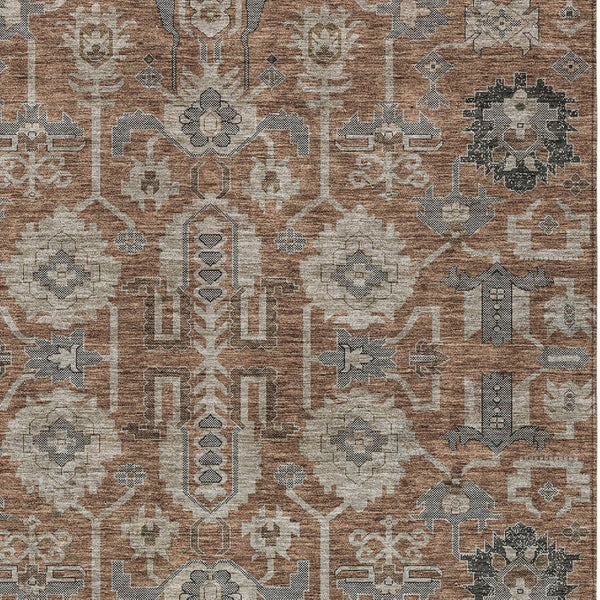 Homeroots 3' Stylish Artichoke Green Oriental Washable Area Rug For Indoor & Outdoor Use, Durable Design 8' X 10' Polyester 582119