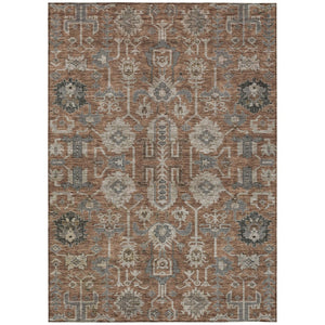 HomeRoots 9' Durable Brown Gray and Charcoal Oriental Washable Area Rug for Indoor and Outdoor Spaces 9' X 12' 582120