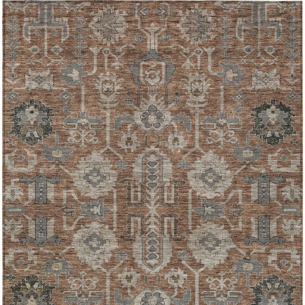 Homeroots 3' Stylish Artichoke Green Oriental Washable Area Rug For Indoor & Outdoor Use, Durable Design 9' X 12' Polyester 582120
