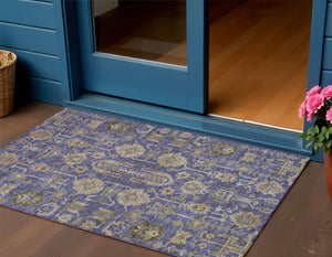 Homeroots 3' Stylish Artichoke Green Oriental Washable Area Rug For Indoor & Outdoor Use, Durable Design 3' X 5' Polyester 582122