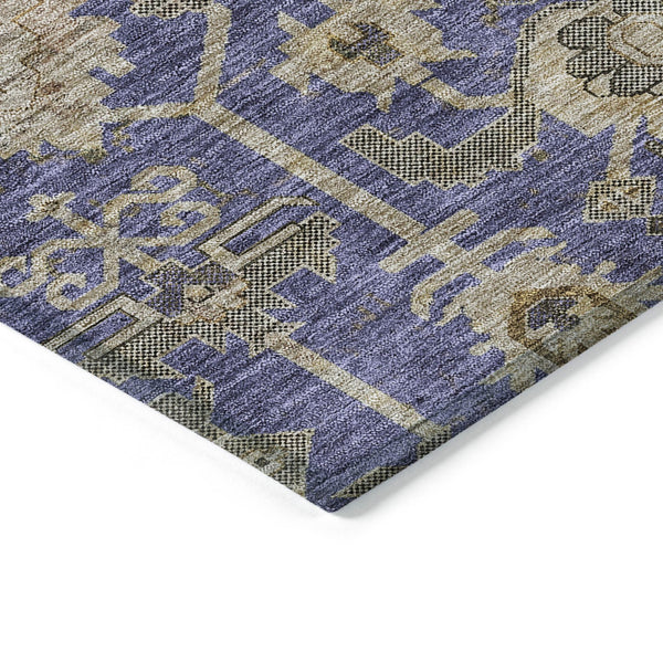 Homeroots 3' Stylish Artichoke Green Oriental Washable Area Rug For Indoor & Outdoor Use, Durable Design 5' X 8' Polyester 582123