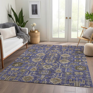 Homeroots 3' Stylish Artichoke Green Oriental Washable Area Rug For Indoor & Outdoor Use, Durable Design 9' X 12' Polyester 582126