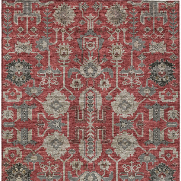 Homeroots 3' Stylish Artichoke Green Oriental Washable Area Rug For Indoor & Outdoor Use, Durable Design 5' X 8' Polyester 582129