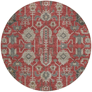 Homeroots 3' Stylish Artichoke Green Oriental Washable Area Rug For Indoor & Outdoor Use, Durable Design 8' Round Polyester 582130