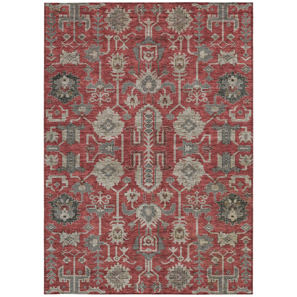 Homeroots 3' Stylish Artichoke Green Oriental Washable Area Rug For Indoor & Outdoor Use, Durable Design 8' X 10' Polyester 582131