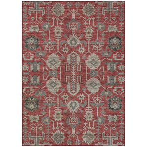 HomeRoots 9' Elegant Red Beige Charcoal Oriental Washable Area Rug for Indoor and Outdoor Spaces, Durable Design 9' X 12' 582132
