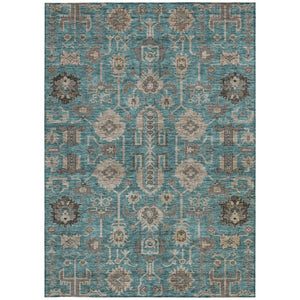 Homeroots 3' Stylish Artichoke Green Oriental Washable Area Rug For Indoor & Outdoor Use, Durable Design 8' X 10' Polyester 582137