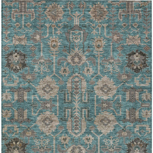 Homeroots 3' Stylish Artichoke Green Oriental Washable Area Rug For Indoor & Outdoor Use, Durable Design 8' X 10' Polyester 582137