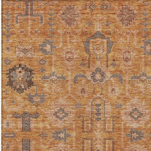 Homeroots 3' Stylish Artichoke Green Oriental Washable Area Rug For Indoor & Outdoor Use, Durable Design 8' X 10' Polyester 582143