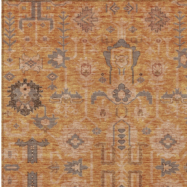 Homeroots 3' Stylish Artichoke Green Oriental Washable Area Rug For Indoor & Outdoor Use, Durable Design 8' X 10' Polyester 582143