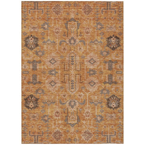 HomeRoots 9' Durable Terra Cotta Beige and Gray Oriental Washable Area Rug for Indoor and Outdoor Use 9' X 12' 582144