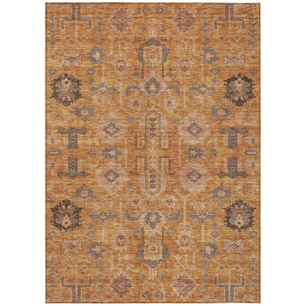 HomeRoots 9' Durable Terra Cotta Beige and Gray Oriental Washable Area Rug for Indoor and Outdoor Use 9' X 12' 582144