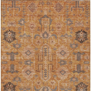 Homeroots 3' Stylish Artichoke Green Oriental Washable Area Rug For Indoor & Outdoor Use, Durable Design 9' X 12' Polyester 582144