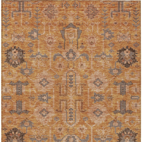 Homeroots 3' Stylish Artichoke Green Oriental Washable Area Rug For Indoor & Outdoor Use, Durable Design 9' X 12' Polyester 582144