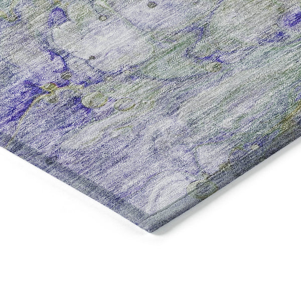 Homeroots 3' Abstract Washable Indoor Outdoor Area Rug In Artichoke Green, Purple & Lilac - Durable & Stylish 3' X 5' Polyester 582146