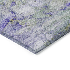 Homeroots 3' Abstract Washable Indoor Outdoor Area Rug In Artichoke Green, Purple & Lilac - Durable & Stylish 8' X 10' Polyester 582149