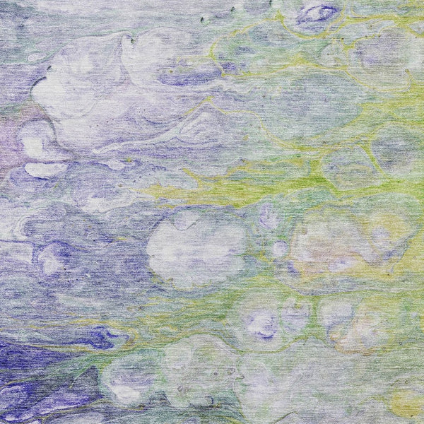 Homeroots 3' Abstract Washable Indoor Outdoor Area Rug In Artichoke Green, Purple & Lilac - Durable & Stylish 9' X 12' Polyester 582150