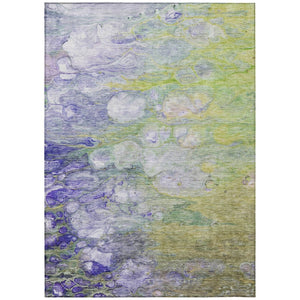 HomeRoots 5' Abstract Artichoke Green, Purple & Lilac Area Rug - Stylish, Washable, Indoor/Outdoor Durability 10' X 14' 582151
