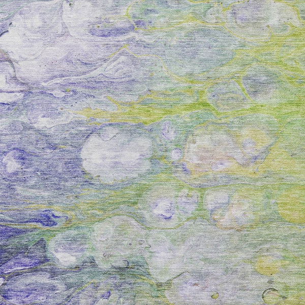 Homeroots 3' Abstract Washable Indoor Outdoor Area Rug In Artichoke Green, Purple & Lilac - Durable & Stylish 10' X 14' Polyester 582151