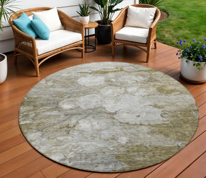 Homeroots 3' Abstract Washable Indoor Outdoor Area Rug In Artichoke Green, Purple & Lilac - Durable & Stylish 8' Round Polyester 582154