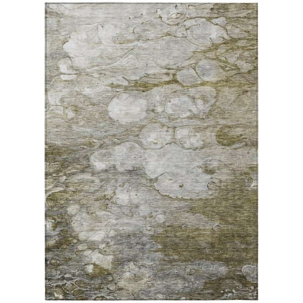 HomeRoots 9' Abstract Washable Area Rug in Brown, Taupe, and Ivory - Ideal for Indoor/Outdoor Spaces, Durable Design 9' X 12' 582156