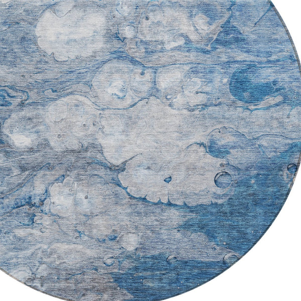 Homeroots 3' Abstract Washable Indoor Outdoor Area Rug In Artichoke Green, Purple & Lilac - Durable & Stylish 8' Round Polyester 582160