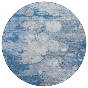 Homeroots 3' Abstract Washable Indoor Outdoor Area Rug In Artichoke Green, Purple & Lilac - Durable & Stylish 8' Round Polyester 582160