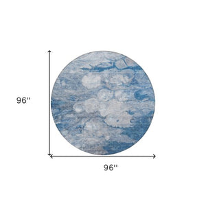 Homeroots 3' Abstract Washable Indoor Outdoor Area Rug In Artichoke Green, Purple & Lilac - Durable & Stylish 8' Round Polyester 582160