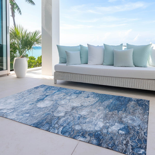 Homeroots 3' Abstract Washable Indoor Outdoor Area Rug In Artichoke Green, Purple & Lilac - Durable & Stylish 8' X 10' Polyester 582161