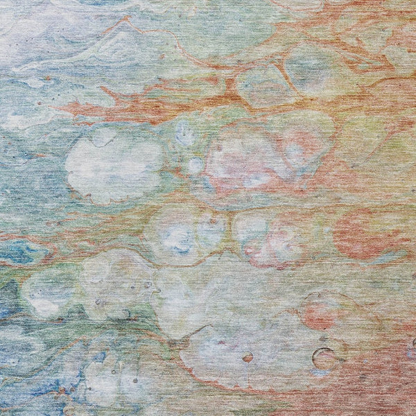 Homeroots 3' Abstract Washable Indoor Outdoor Area Rug In Artichoke Green, Purple & Lilac - Durable & Stylish 3' X 5' Polyester 582164