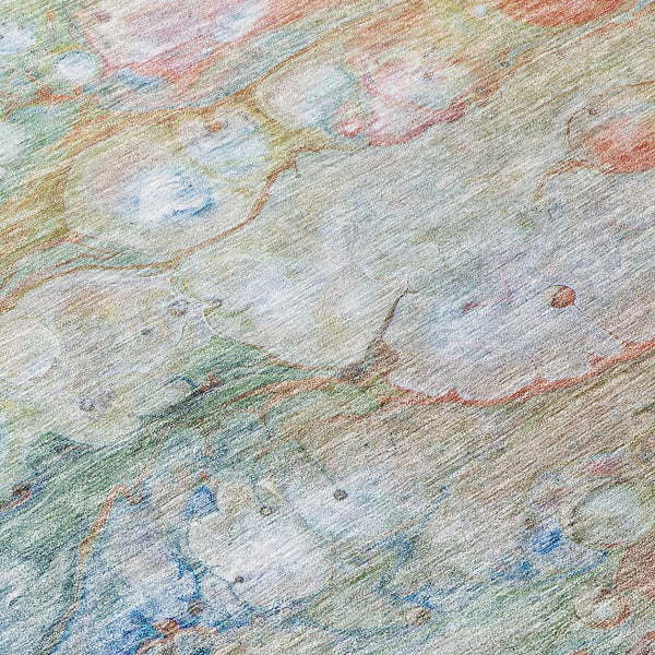 Homeroots 3' Abstract Washable Indoor Outdoor Area Rug In Artichoke Green, Purple & Lilac - Durable & Stylish 3' X 5' Polyester 582164