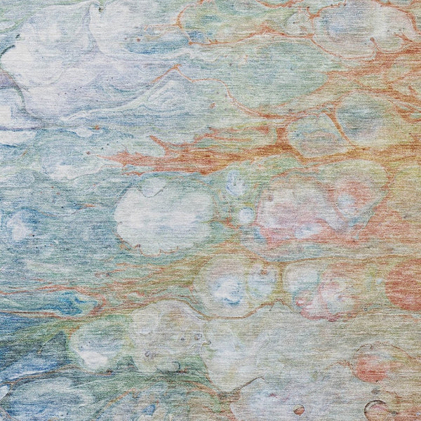 Homeroots 3' Abstract Washable Indoor Outdoor Area Rug In Artichoke Green, Purple & Lilac - Durable & Stylish 8' X 10' Polyester 582167