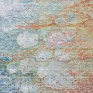 Homeroots 3' Abstract Washable Indoor Outdoor Area Rug In Artichoke Green, Purple & Lilac - Durable & Stylish 9' X 12' Polyester 582168