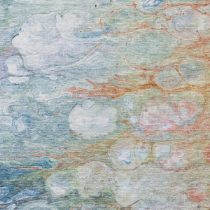 Homeroots 3' Abstract Washable Indoor Outdoor Area Rug In Artichoke Green, Purple & Lilac - Durable & Stylish 10' X 14' Polyester 582169