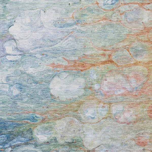 Homeroots 3' Abstract Washable Indoor Outdoor Area Rug In Artichoke Green, Purple & Lilac - Durable & Stylish 10' X 14' Polyester 582169